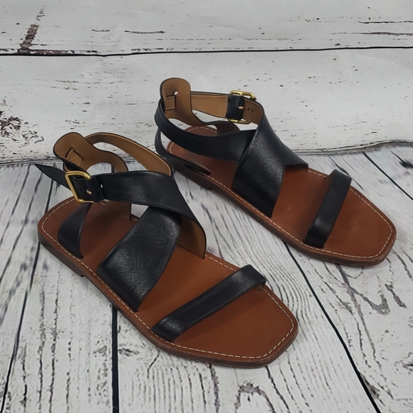 chloé virginia leather flat sandals